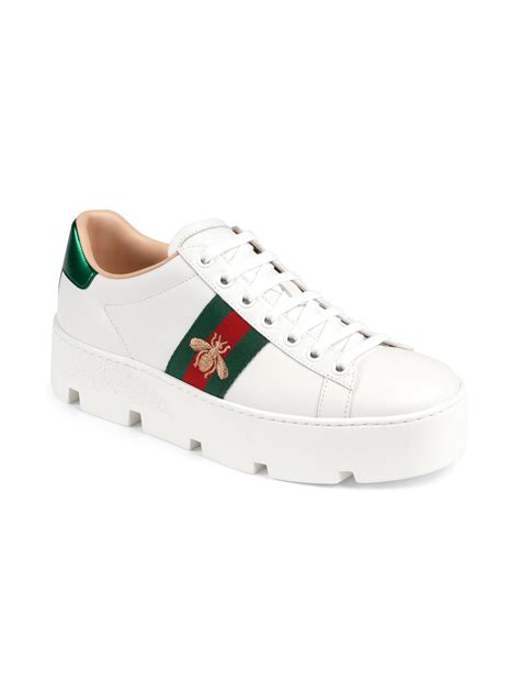 womens gucci bee sneakers|Gucci bee platform sneakers.